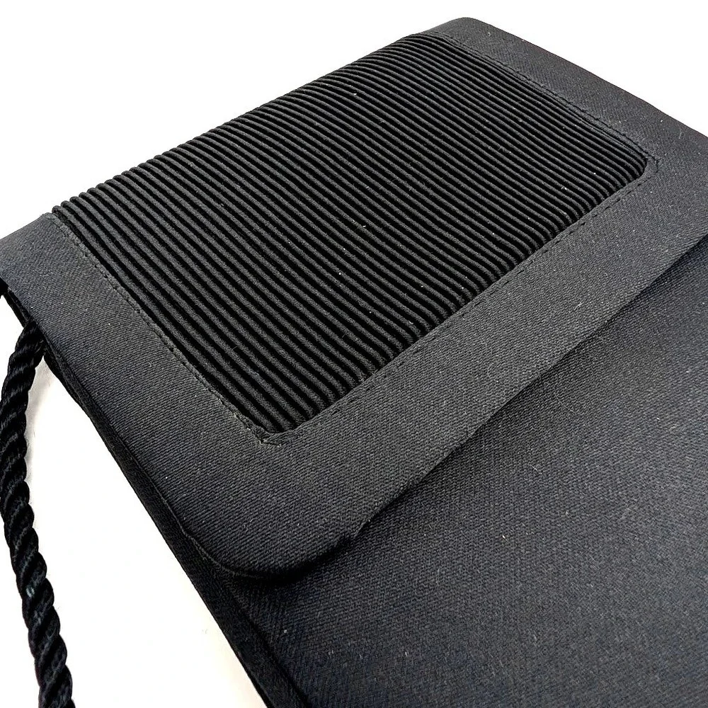 Lord & Taylor Vintage Black Satin Evening Bag Pleated Tassel Crossbody Clutch - Picture 2 of 12